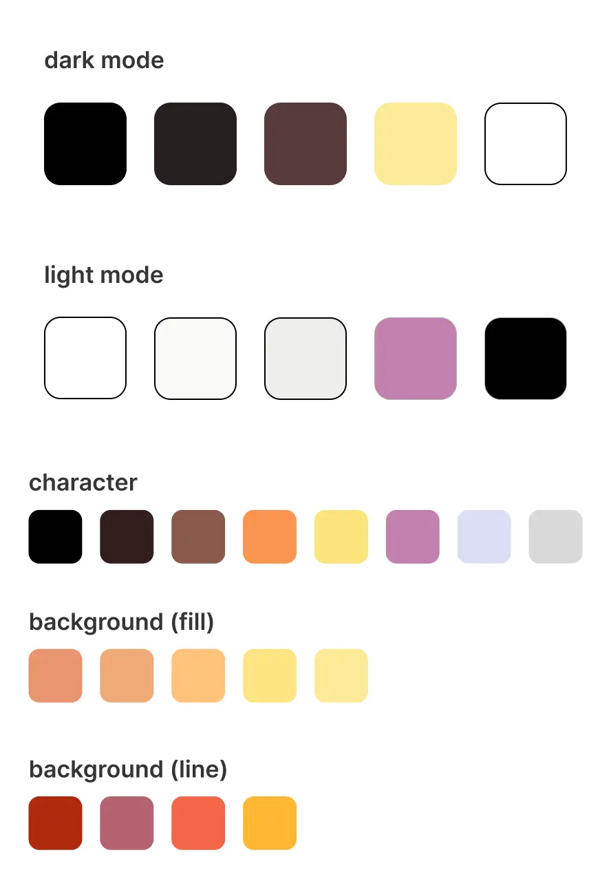 Colors interface and character