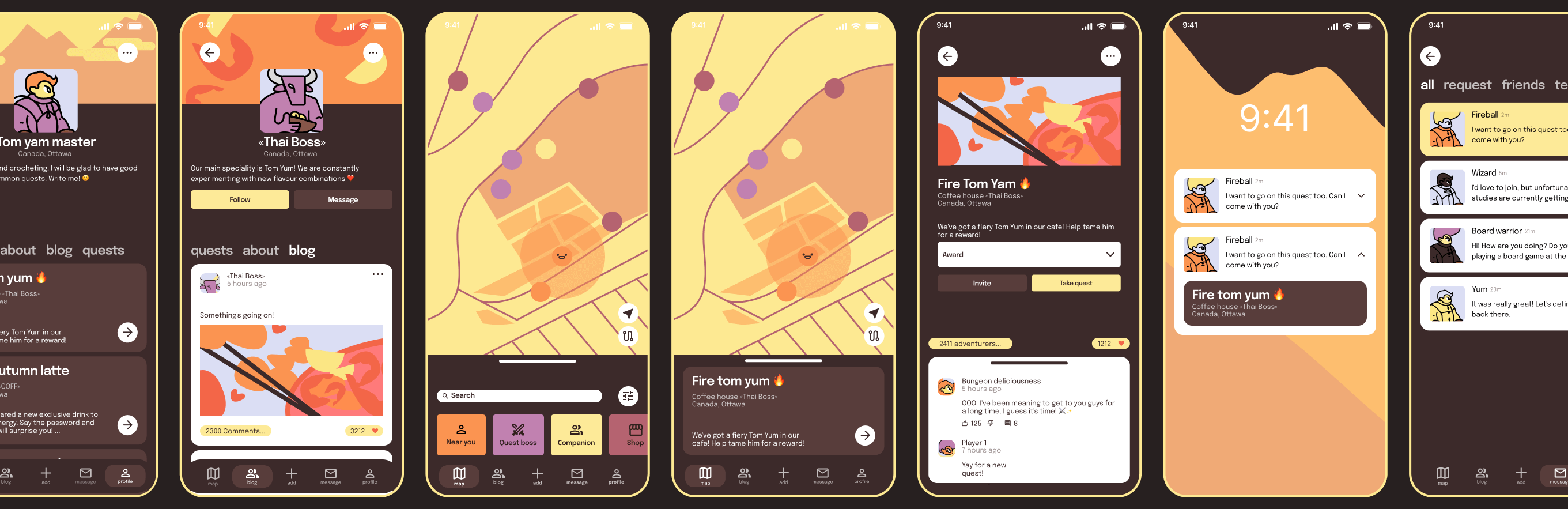UI application screens